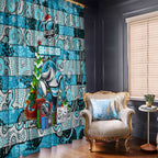 Sharks Rugby Merry Christmas Window Curtain Indigenous Australian Art