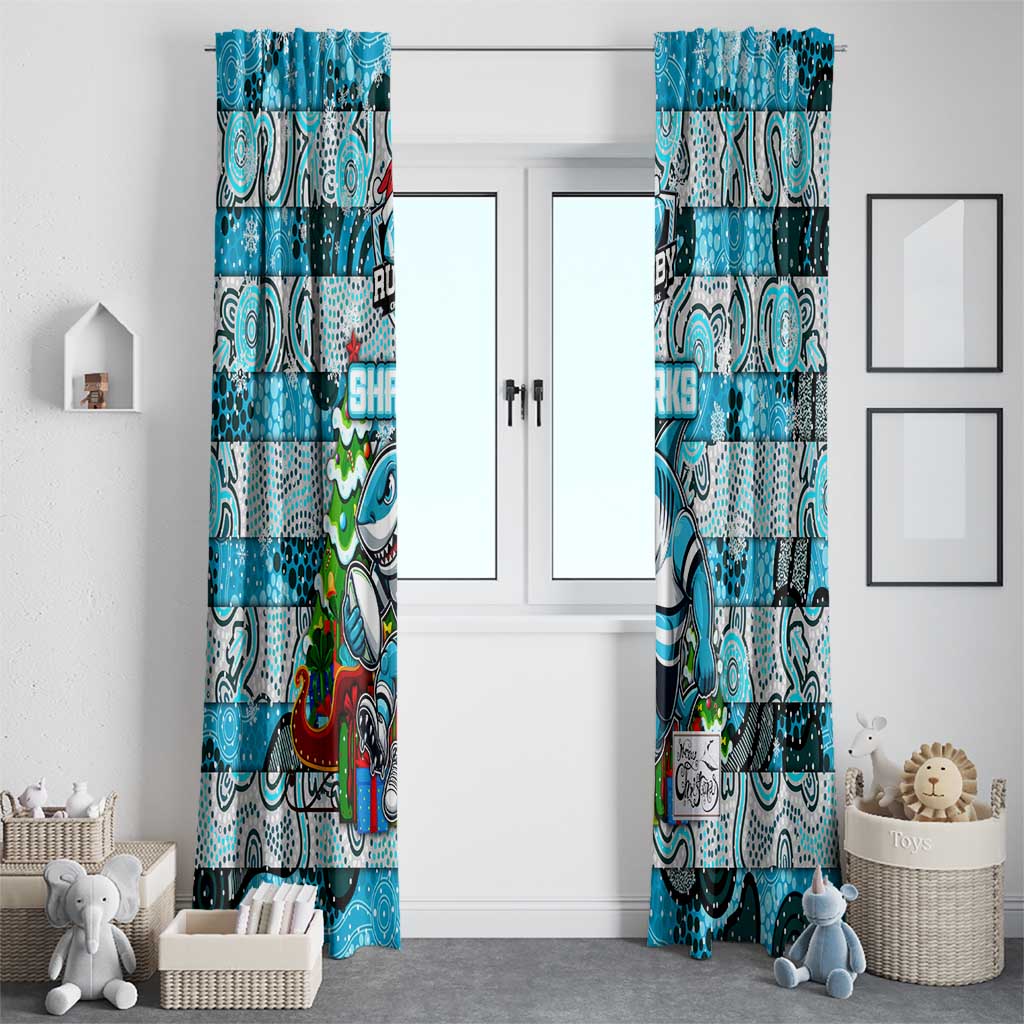 Sharks Rugby Merry Christmas Window Curtain Indigenous Australian Art