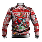 Custom Dolphins Rugby Merry Christmas Baseball Jacket Indigenous Australian Art