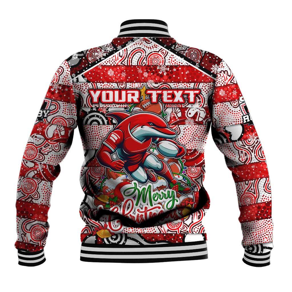 Custom Dolphins Rugby Merry Christmas Baseball Jacket Indigenous Australian Art