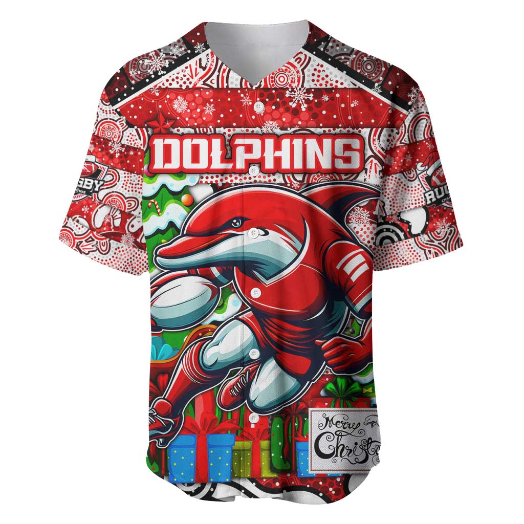 Custom Dolphins Rugby Merry Christmas Baseball Jersey Indigenous Australian Art