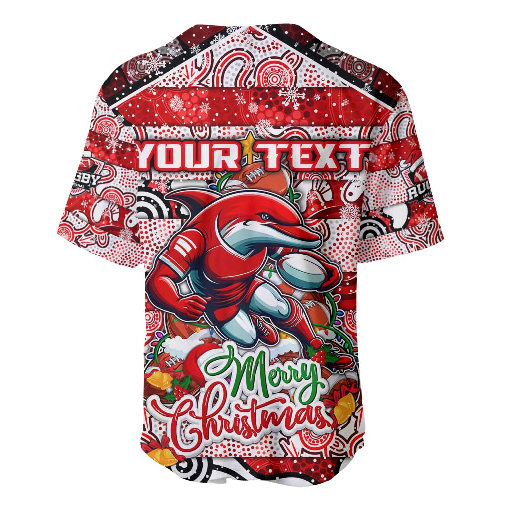 Custom Dolphins Rugby Merry Christmas Baseball Jersey Indigenous Australian Art