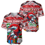 Custom Dolphins Rugby Merry Christmas Baseball Jersey Indigenous Australian Art