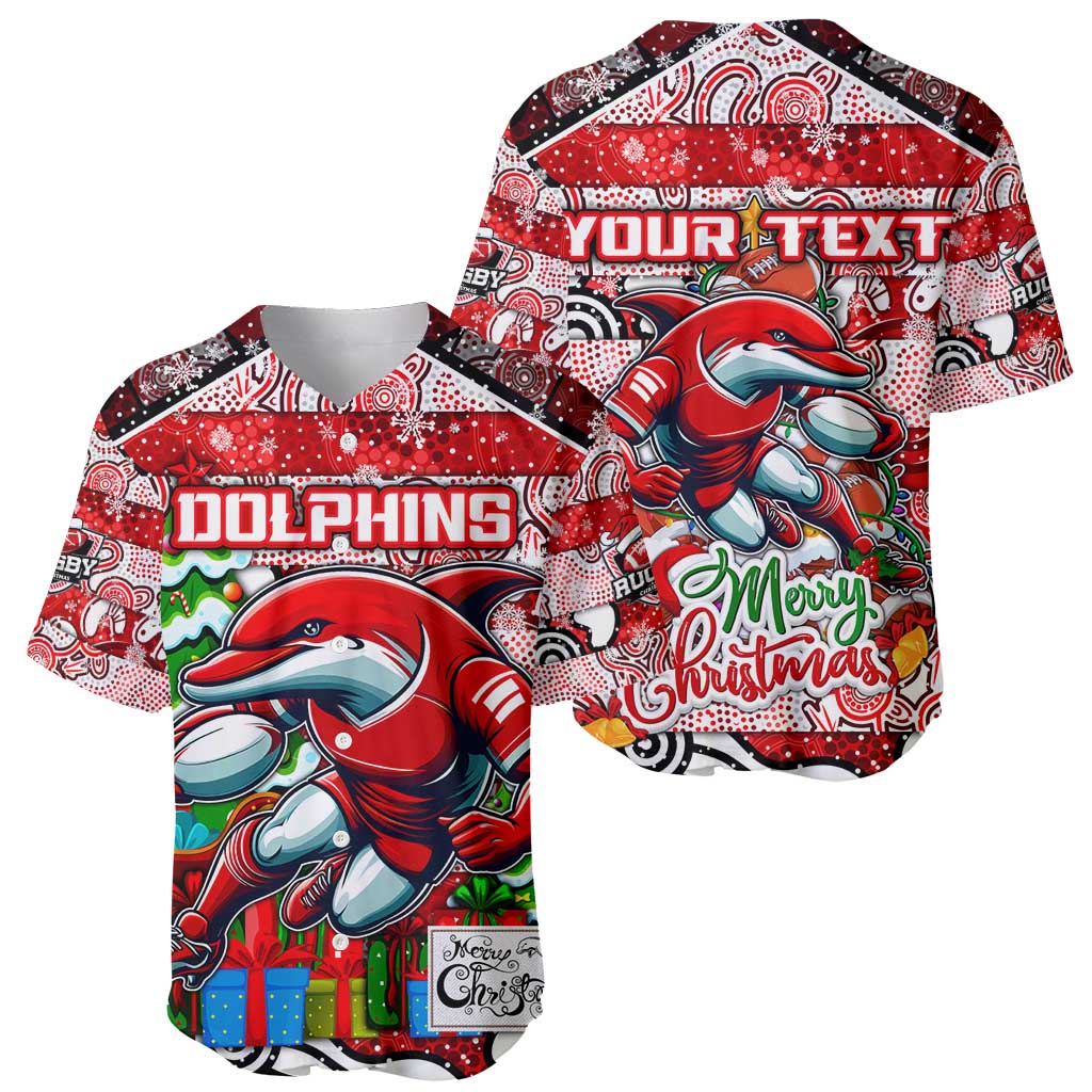 Custom Dolphins Rugby Merry Christmas Baseball Jersey Indigenous Australian Art