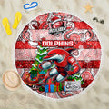 Dolphins Rugby Merry Christmas Beach Blanket Indigenous Australian Art