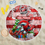 Dolphins Rugby Merry Christmas Beach Blanket Indigenous Australian Art