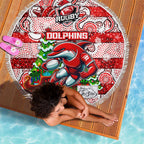 Dolphins Rugby Merry Christmas Beach Blanket Indigenous Australian Art