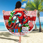 Dolphins Rugby Merry Christmas Beach Blanket Indigenous Australian Art