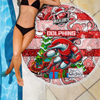 Dolphins Rugby Merry Christmas Beach Blanket Indigenous Australian Art