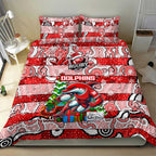 Dolphins Rugby Merry Christmas Bedding Set Indigenous Australian Art