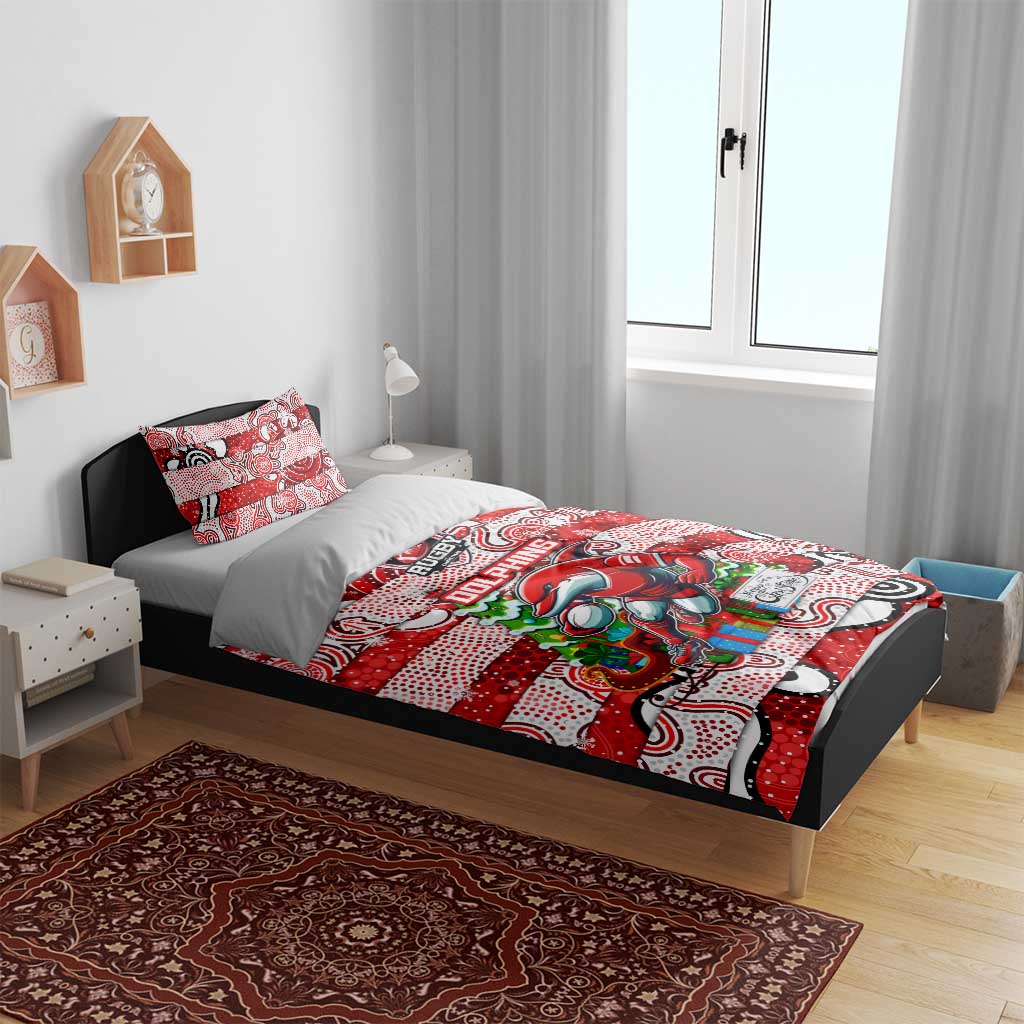 Dolphins Rugby Merry Christmas Bedding Set Indigenous Australian Art