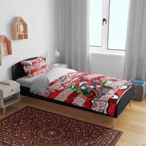 Dolphins Rugby Merry Christmas Bedding Set Indigenous Australian Art