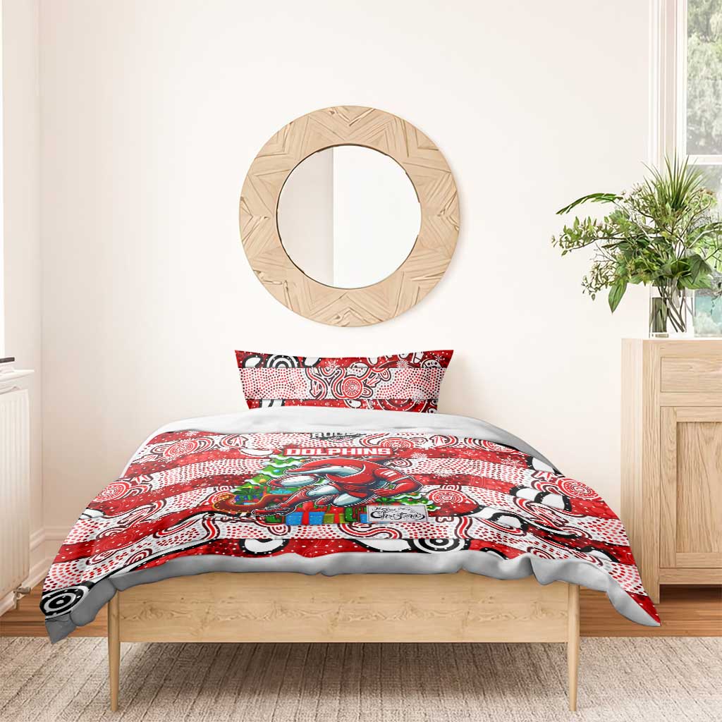 Dolphins Rugby Merry Christmas Bedding Set Indigenous Australian Art