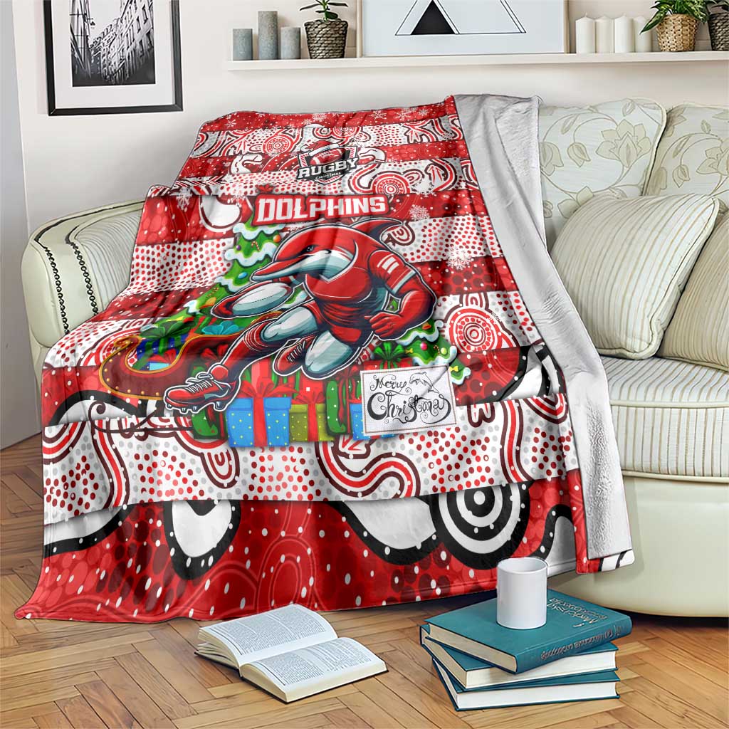 Dolphins Rugby Merry Christmas Blanket Indigenous Australian Art