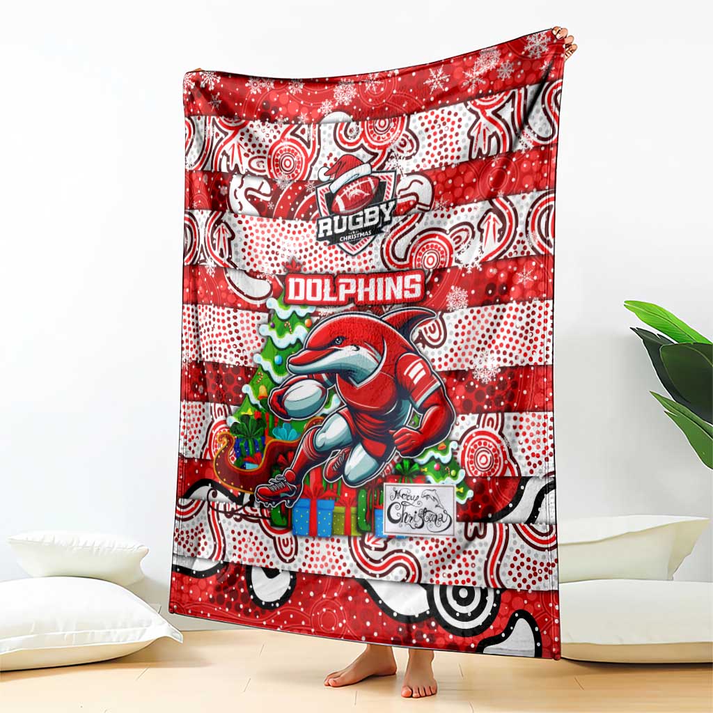 Dolphins Rugby Merry Christmas Blanket Indigenous Australian Art