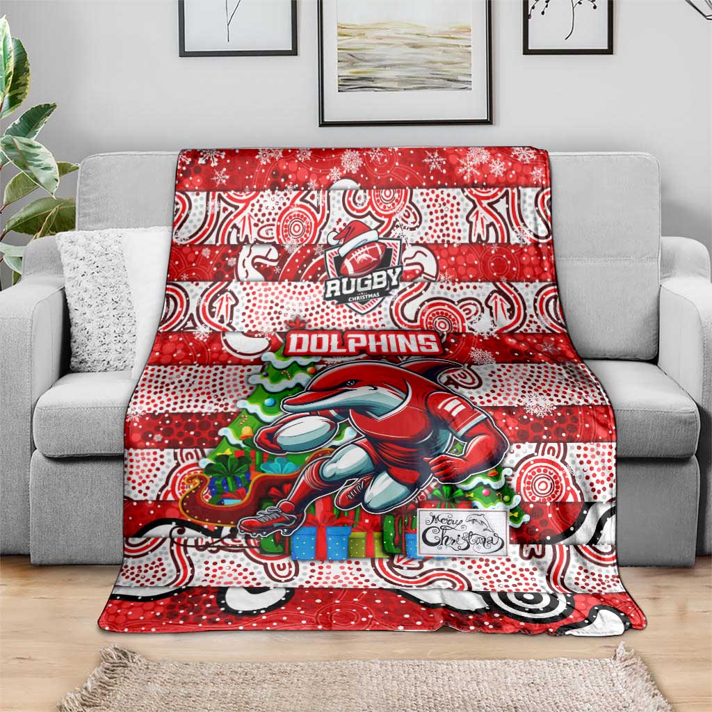 Dolphins Rugby Merry Christmas Blanket Indigenous Australian Art