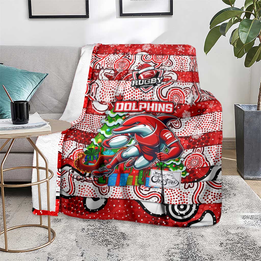 Dolphins Rugby Merry Christmas Blanket Indigenous Australian Art