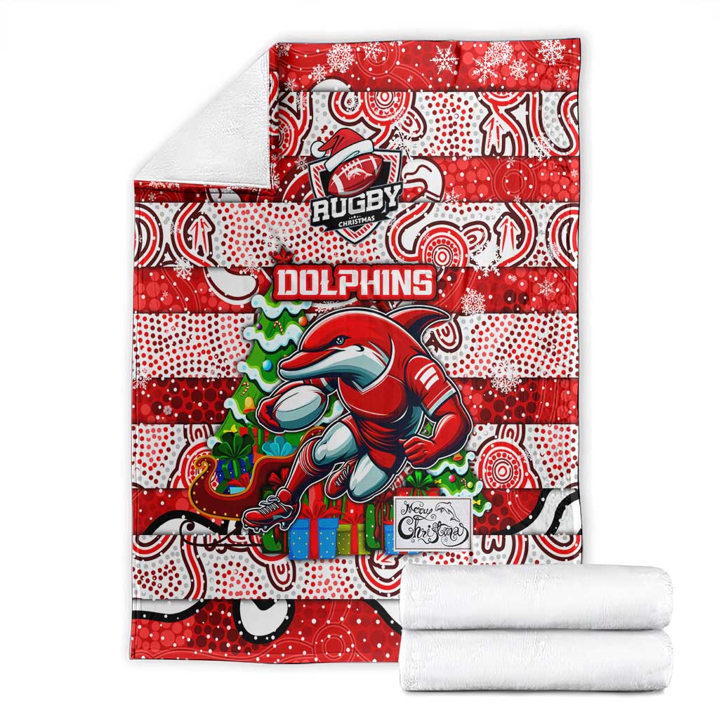 Dolphins Rugby Merry Christmas Blanket Indigenous Australian Art