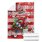 Dolphins Rugby Merry Christmas Blanket Indigenous Australian Art