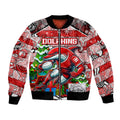 Custom Dolphins Rugby Merry Christmas Bomber Jacket Indigenous Australian Art