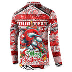 Custom Dolphins Rugby Merry Christmas Button Sweatshirt Indigenous Australian Art