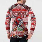 Custom Dolphins Rugby Merry Christmas Button Sweatshirt Indigenous Australian Art