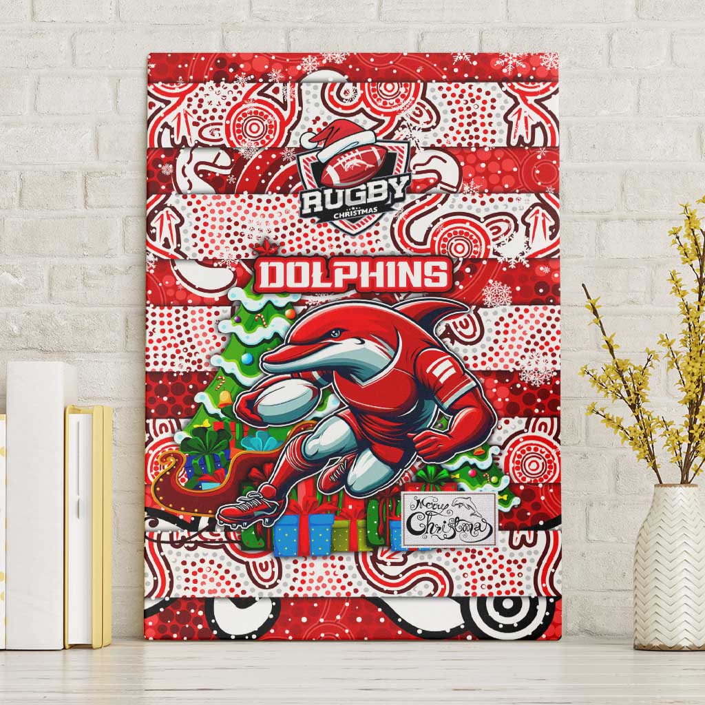 Dolphins Rugby Merry Christmas Canvas Wall Art Indigenous Australian Art