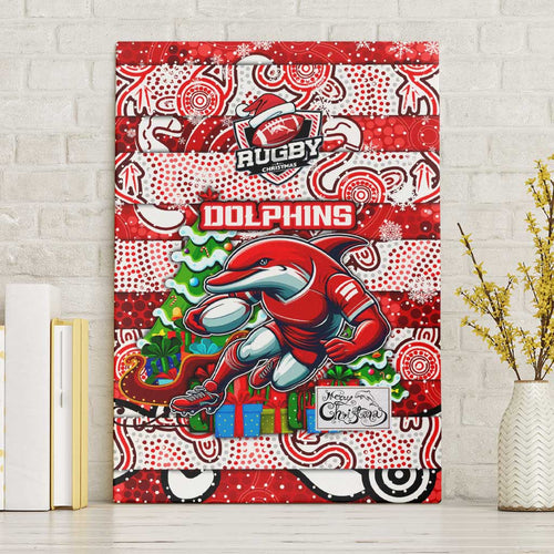 Dolphins Rugby Merry Christmas Canvas Wall Art Indigenous Australian Art