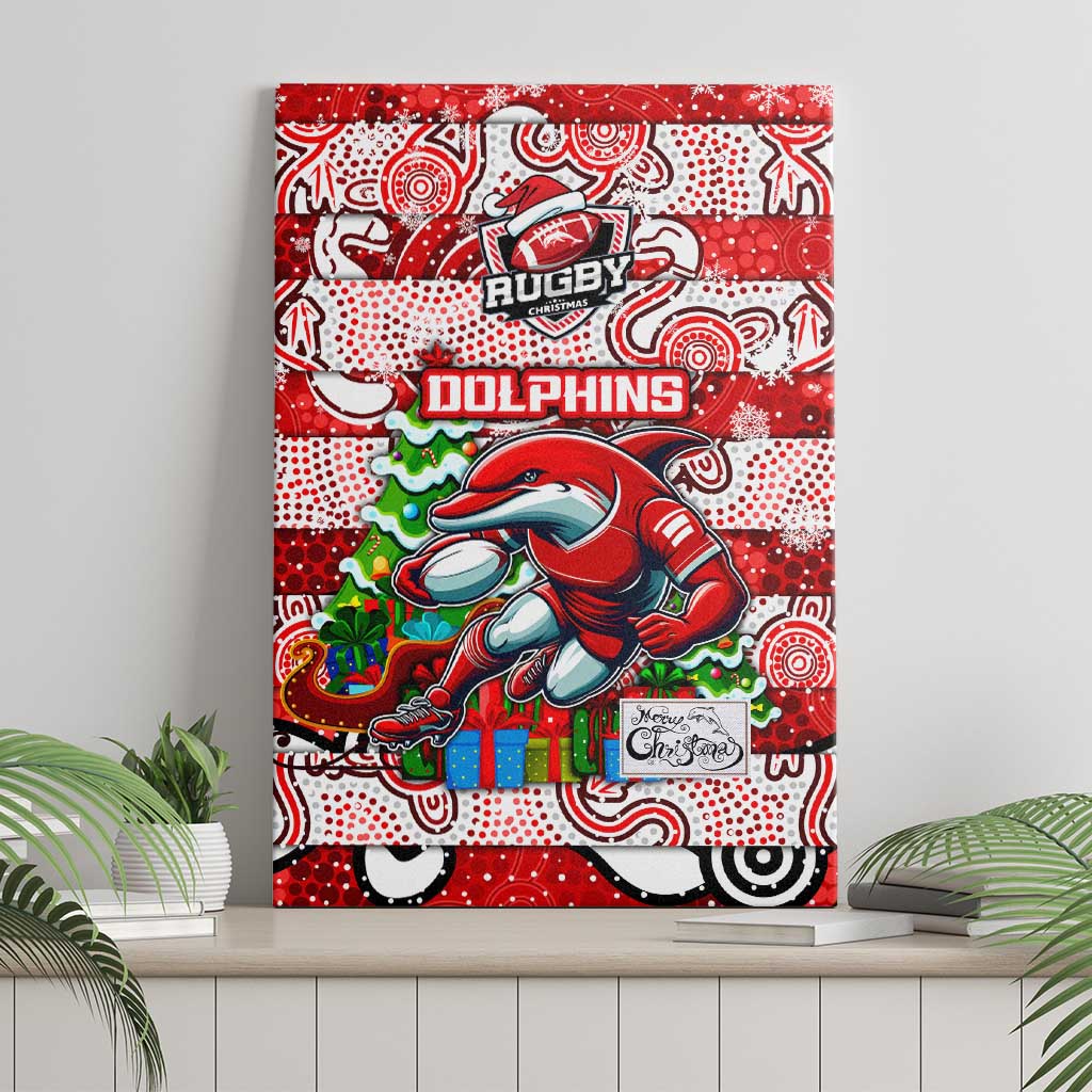 Dolphins Rugby Merry Christmas Canvas Wall Art Indigenous Australian Art