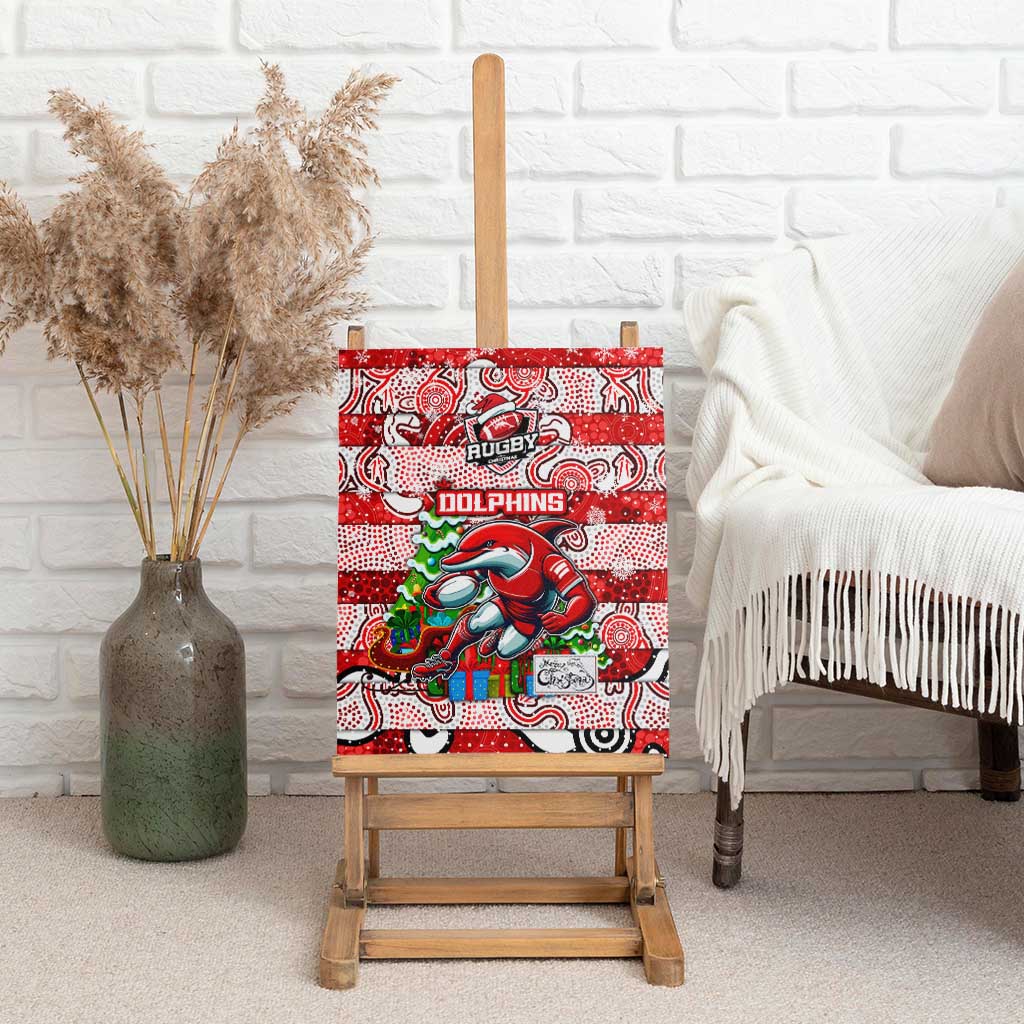 Dolphins Rugby Merry Christmas Canvas Wall Art Indigenous Australian Art