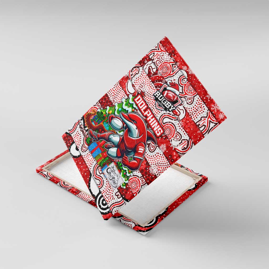 Dolphins Rugby Merry Christmas Canvas Wall Art Indigenous Australian Art