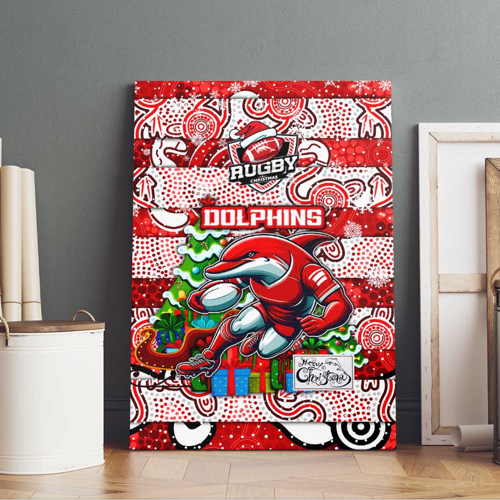 Dolphins Rugby Merry Christmas Canvas Wall Art Indigenous Australian Art