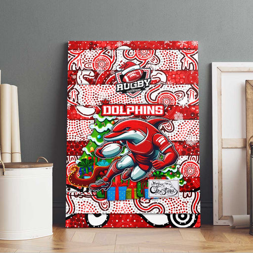 Dolphins Rugby Merry Christmas Canvas Wall Art Indigenous Australian Art