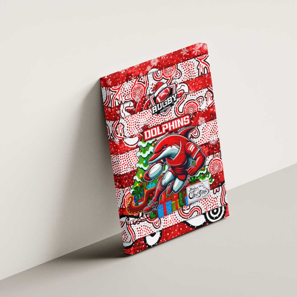 Dolphins Rugby Merry Christmas Canvas Wall Art Indigenous Australian Art