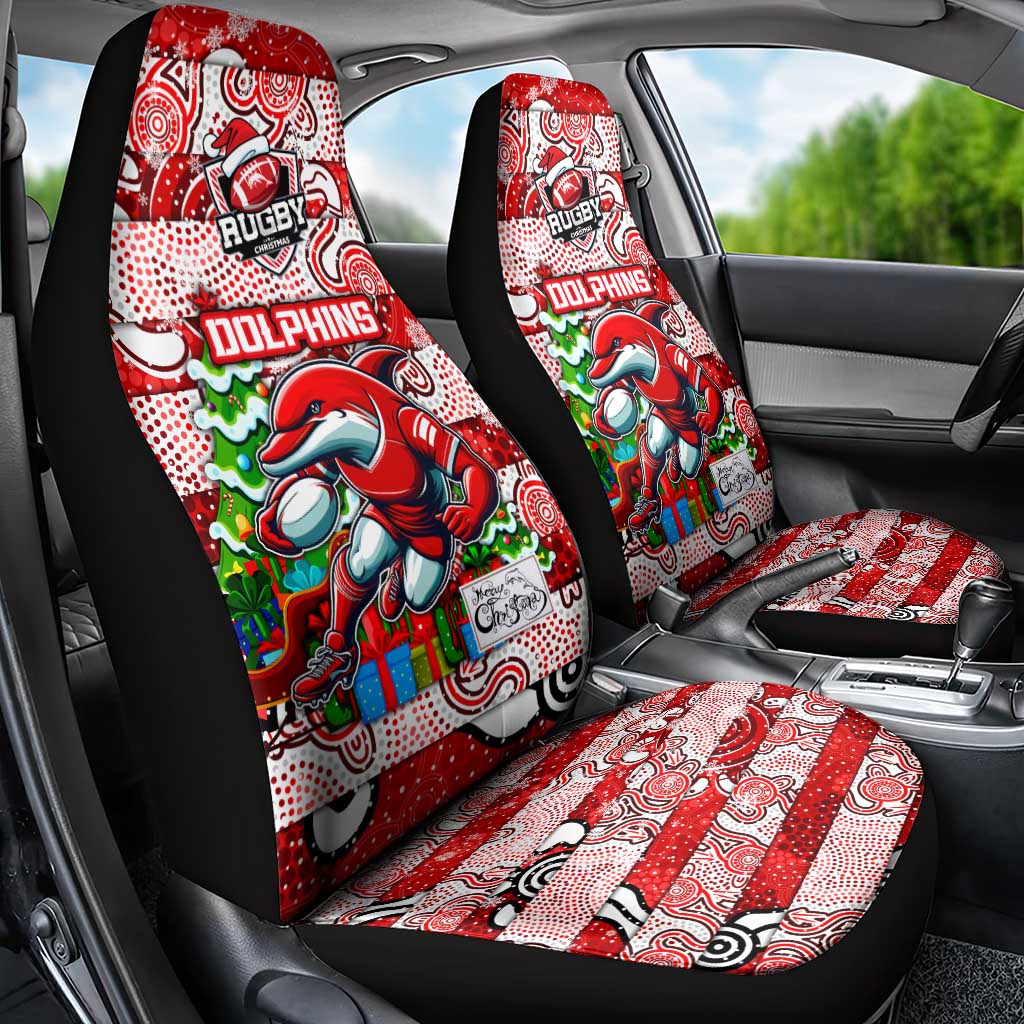 Dolphins Rugby Merry Christmas Car Seat Cover Indigenous Australian Art