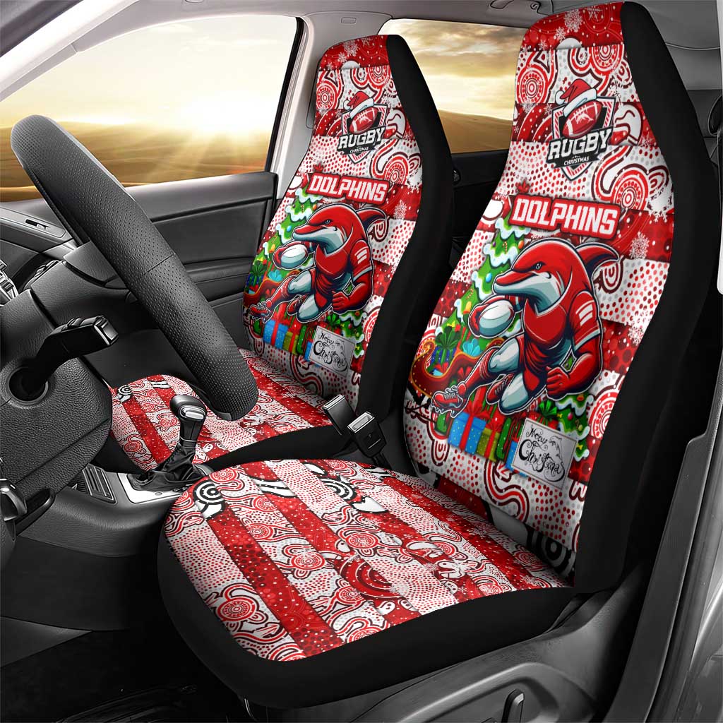 Dolphins Rugby Merry Christmas Car Seat Cover Indigenous Australian Art