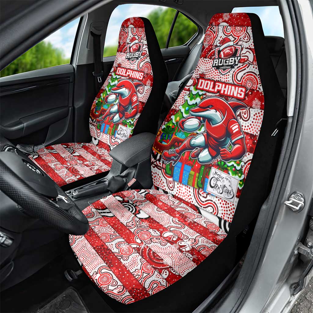 Dolphins Rugby Merry Christmas Car Seat Cover Indigenous Australian Art