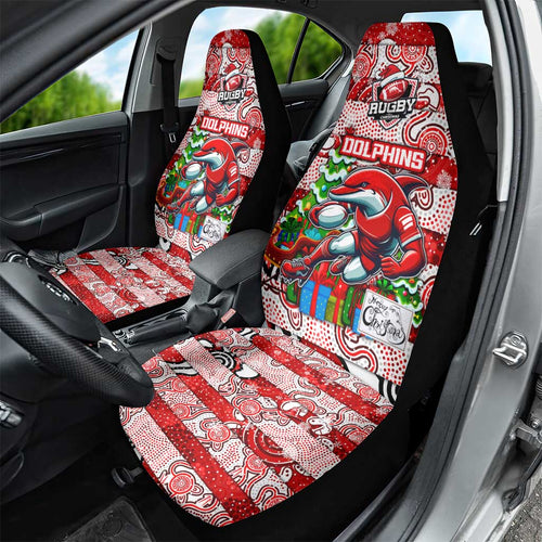 Dolphins Rugby Merry Christmas Car Seat Cover Indigenous Australian Art