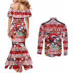 Custom Dolphins Rugby Merry Christmas Couples Matching Mermaid Dress and Long Sleeve Button Shirt Indigenous Australian Art