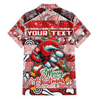 Custom Dolphins Rugby Merry Christmas Family Matching Off The Shoulder Long Sleeve Dress and Hawaiian Shirt Indigenous Australian Art
