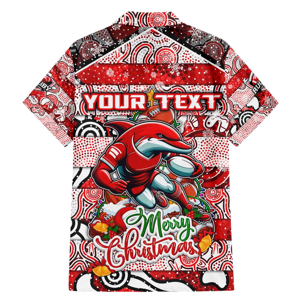 Custom Dolphins Rugby Merry Christmas Family Matching Off Shoulder Maxi Dress and Hawaiian Shirt Indigenous Australian Art