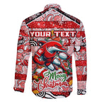 Custom Dolphins Rugby Merry Christmas Family Matching Off Shoulder Maxi Dress and Hawaiian Shirt Indigenous Australian Art