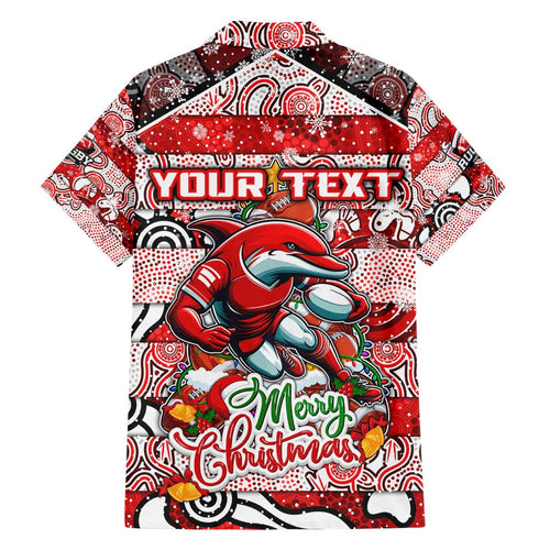 Custom Dolphins Rugby Merry Christmas Family Matching Summer Maxi Dress and Hawaiian Shirt Indigenous Australian Art