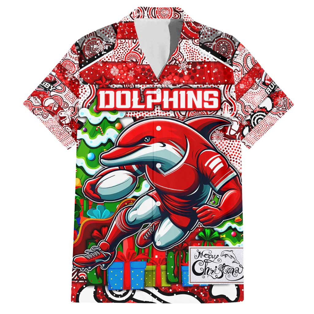 Custom Dolphins Rugby Merry Christmas Family Matching Tank Maxi Dress and Hawaiian Shirt Indigenous Australian Art