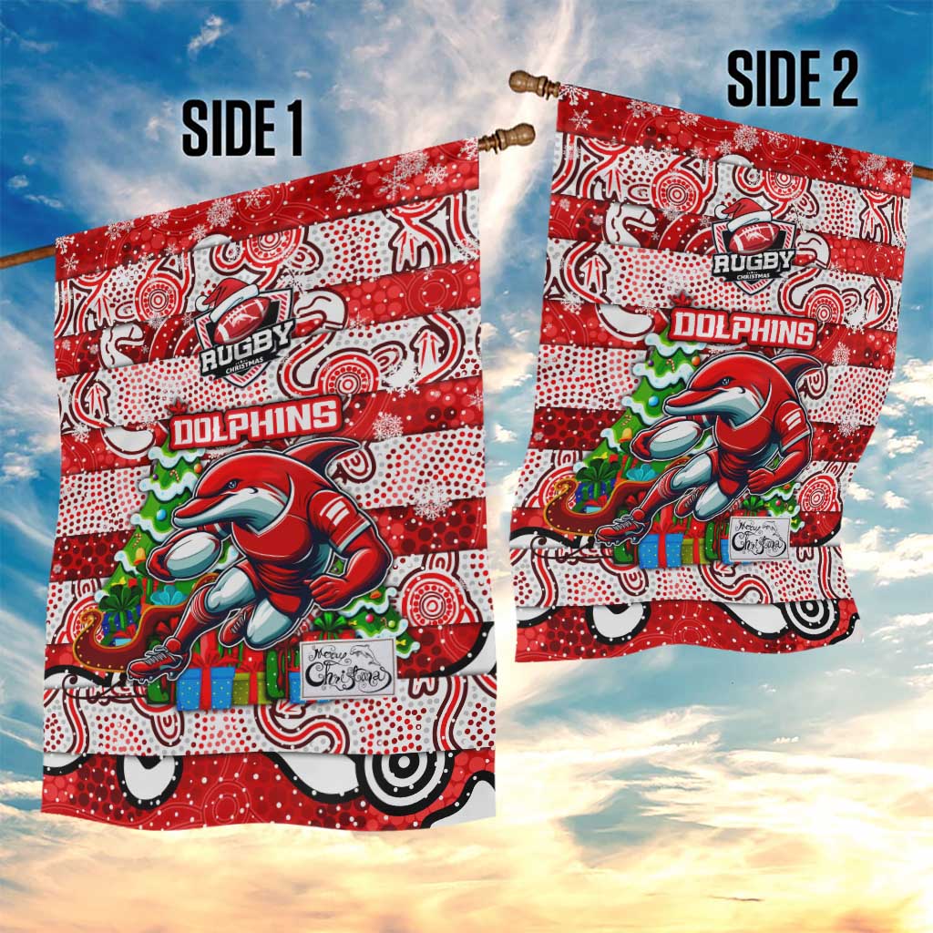 Dolphins Rugby Merry Christmas Garden Flag Indigenous Australian Art