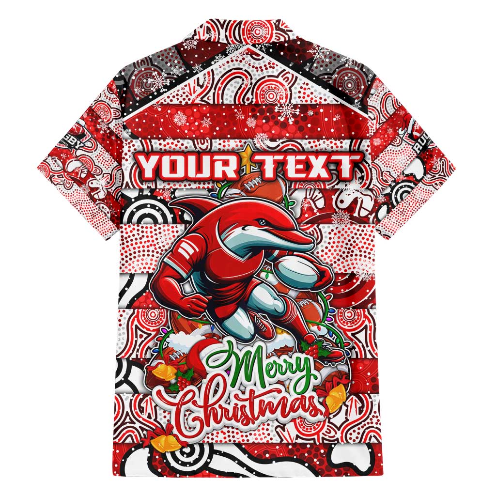 Custom Dolphins Rugby Merry Christmas Hawaiian Shirt Indigenous Australian Art