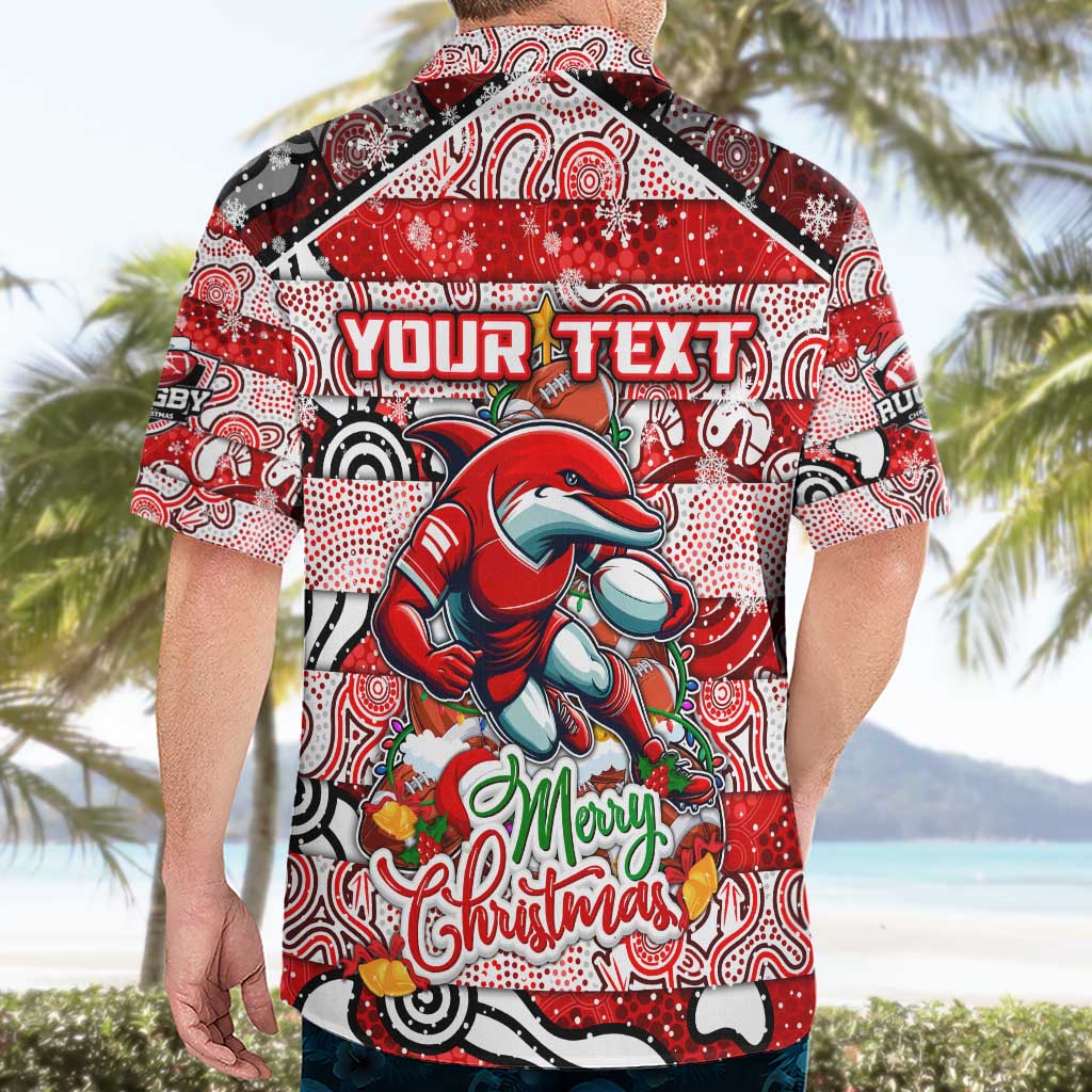 Custom Dolphins Rugby Merry Christmas Hawaiian Shirt Indigenous Australian Art