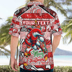 Custom Dolphins Rugby Merry Christmas Hawaiian Shirt Indigenous Australian Art