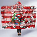 Dolphins Rugby Merry Christmas Hooded Blanket Indigenous Australian Art