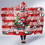Dolphins Rugby Merry Christmas Hooded Blanket Indigenous Australian Art